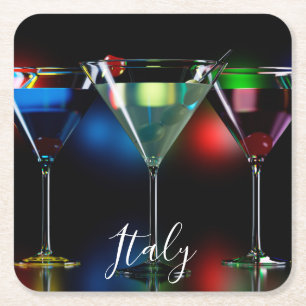 Dessous De Verre Carré Différents cocktails dans des lunettes à martini é