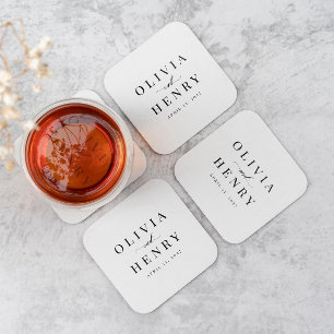 Dessous De Verre Carré Dîner de répétition Mariage classique élégant