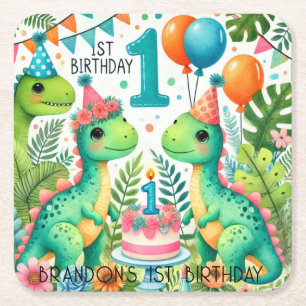 Dessous De Verre Carré Dinosaur Dino 1ère fête d'anniversaire