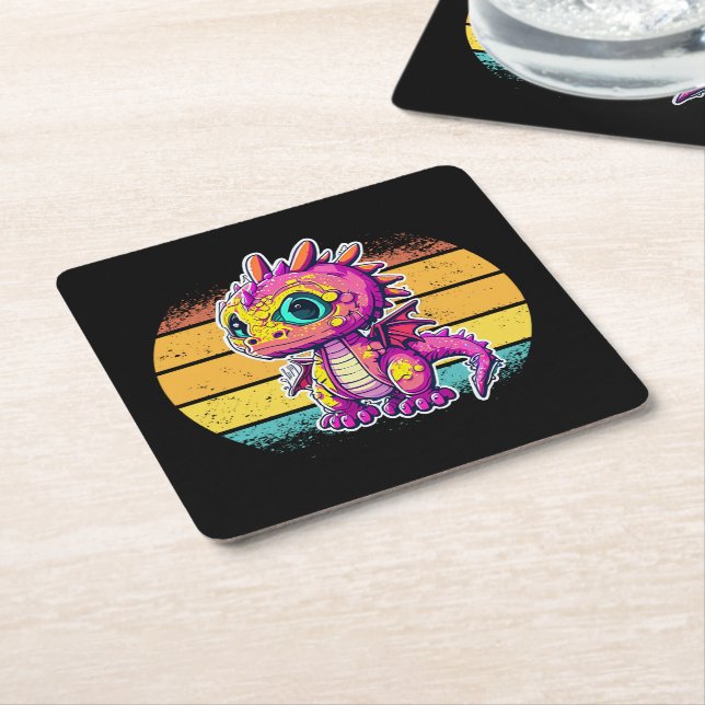 Dessous De Verre Carré Dinosaure bébé adorable | Jurassic Joy (Incliné)