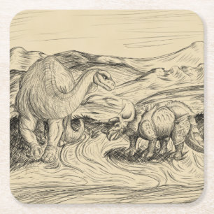 Dessous De Verre Carré Dinosaures Classiques