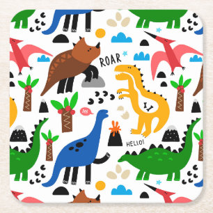 Dessous De Verre Carré Dinosaures motif transparent
