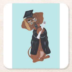 Dessous De Verre Carré Diplômé de Dachshund