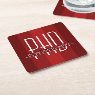 Dessous De Verre Carré Diplômé rouge doctorat
