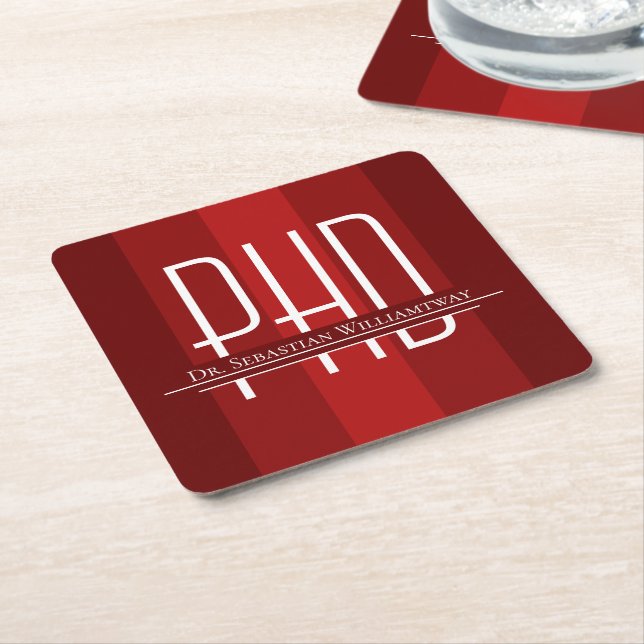Dessous De Verre Carré Diplômé rouge doctorat (Incliné)