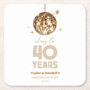 Dessous De Verre Carré Disco Soirée Mariage de 40 ans
