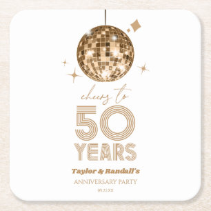 Dessous De Verre Carré Disco Soirée Mariage de 50 ans