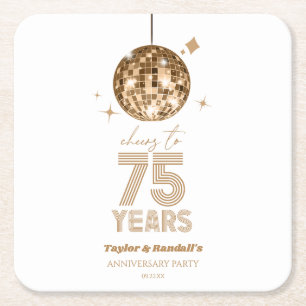 Dessous De Verre Carré Disco Soirée Mariage de 75 ans
