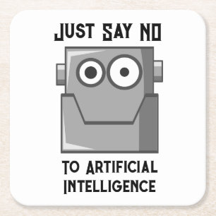 Dessous De Verre Carré Disons Non à l'Intelligence Artificielle