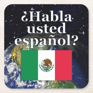 Dessous De Verre Carré Do you speak Spanish ? Flag & Earth