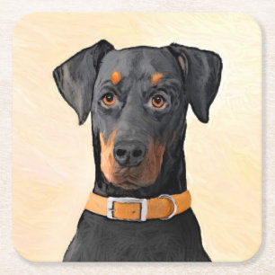 Dessous De Verre Carré Doberman Pinscher Peinture non découpée Art origin