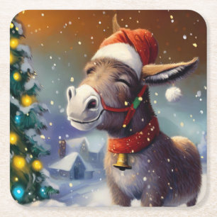 Dessous De Verre Carré Donkey de Noël 1