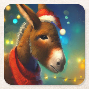 Dessous De Verre Carré Donkey de Noël 3