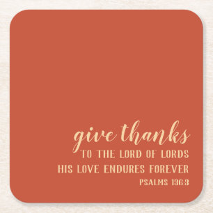 Dessous De Verre Carré Donner Merci Écriture Simple Orange Thanksgiving