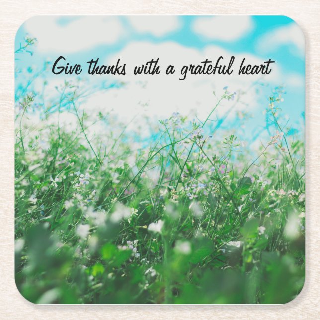 Dessous De Verre Carré Donnez les mercis avec un ensemble reconnaissant (Devant)