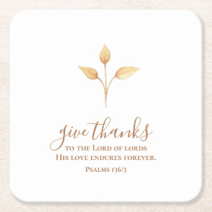 Dessous De Verre Carré Donnez Merci Aquarelle Minimale Thanksgiving