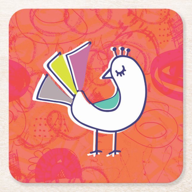 Dessous De Verre Carré Doodle Bird (Devant)