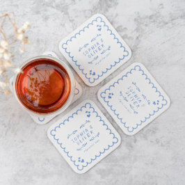 Dessous De Verre Carré Doodle d'onde rétro Mariage illustré à la main