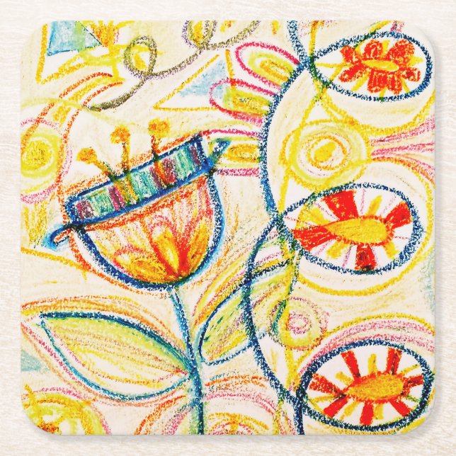 Dessous De Verre Carré Doodles d'art Crayon (Devant)