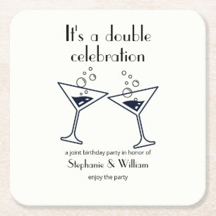 Dessous De Verre Carré Double blanche moderne célébrations Anniversaire c