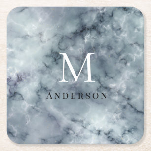 Dessous De Verre Carré double monogramme bleu masculin