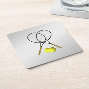 Dessous De Verre Carré Double Tennis Sport Thème Argent