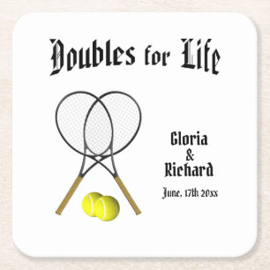 Dessous De Verre Carré Doubles pour Mariage de Life Tennis