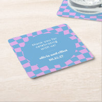 Douce Mariée Personnalisée Carreaux Bleus Violets 