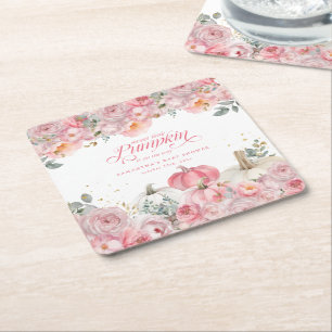 Dessous De Verre Carré Douce petite citrouille rose florale Baby Shower d