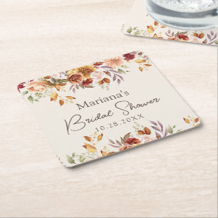 Dessous De Verre Carré Douche de mariée florale d'automne