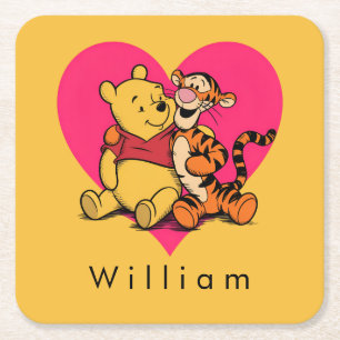Dessous De Verre Carré Doux Winnie l'ourson et Tigger