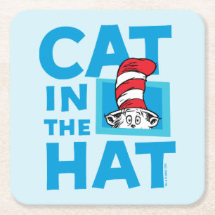 Dessous De Verre Carré Dr Seuss   Chat dans le logo du Casquette