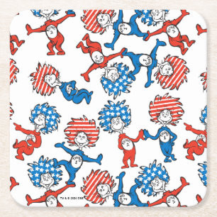 Dessous De Verre Carré Dr Seuss Chose Une Chose Deux Motifs du drapeau