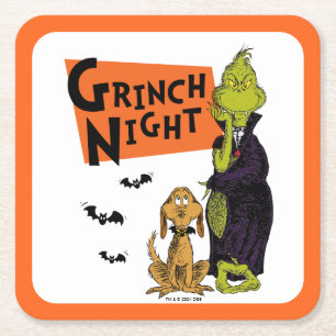 Dessous De Verre Carré Dr. Seuss Nuit de Grinch Halloween Graphique