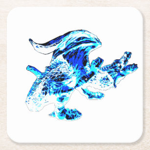 Dessous De Verre Carré Dragon ailé Crystal Frost, œuvre d'art fantastique