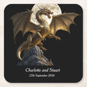 Dessous De Verre Carré Dragon Féroce se Cabrant