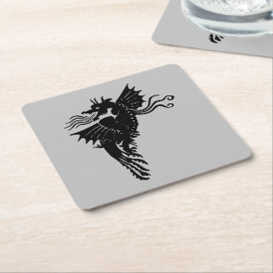 Dessous De Verre Carré Dragon Silhouette Spirit Animal Totem Emblem