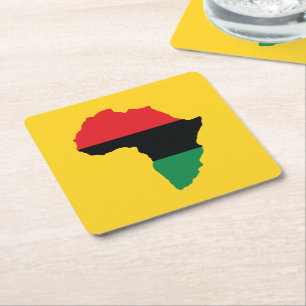 Dessous De Verre Carré Drapeau Afrique rouge, noire et verte