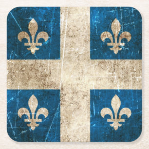 Dessous De Verre Carré Drapeau âgé et rayé de cru du Québec