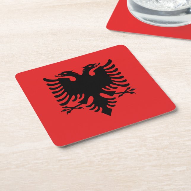 Dessous De Verre Carré Drapeau albanais (Incliné)