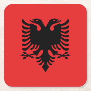 Dessous De Verre Carré Drapeau albanais patriotique