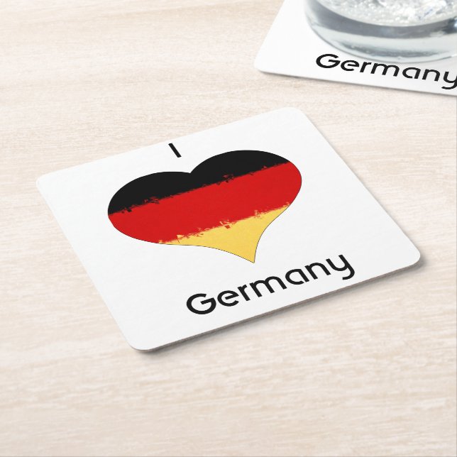 Dessous De Verre Carré Drapeau allemand I Heart Allemagne (Incliné)
