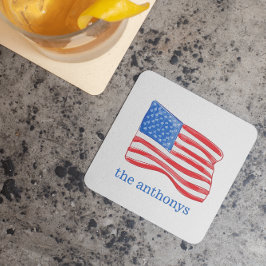 Dessous De Verre Carré Drapeau américain patriotique personnalisé