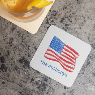 Dessous De Verre Carré Drapeau américain patriotique personnalisé