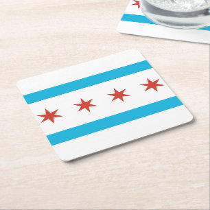 Dessous De Verre Carré Drapeau de Chicago
