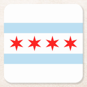 Dessous De Verre Carré Drapeau de Chicago, Illinois Carré Dessous de ver