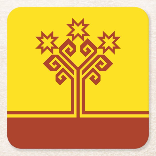 Dessous De Verre Carré Drapeau de Chuvashia (Devant)