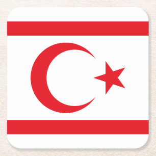Dessous De Verre Carré Drapeau de Chypre du Nord