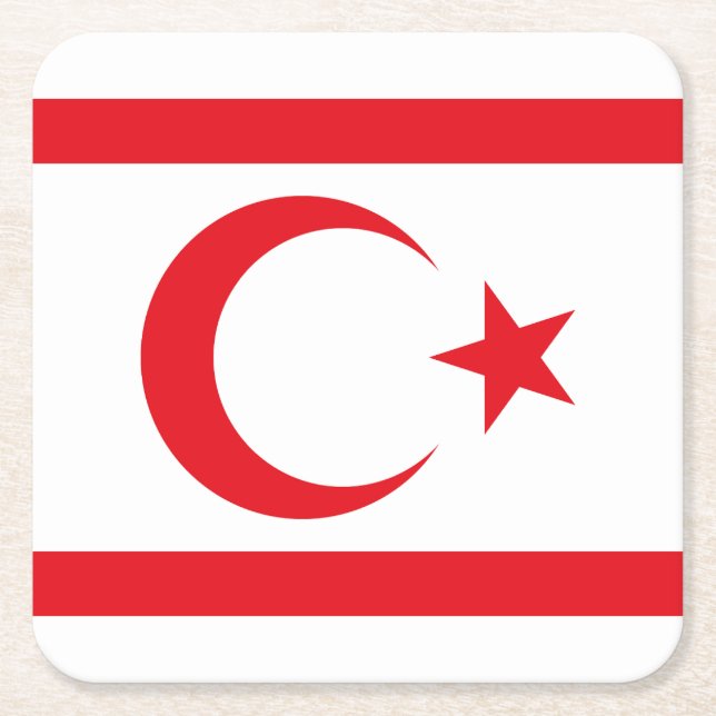 Dessous De Verre Carré Drapeau de Chypre du Nord (Devant)
