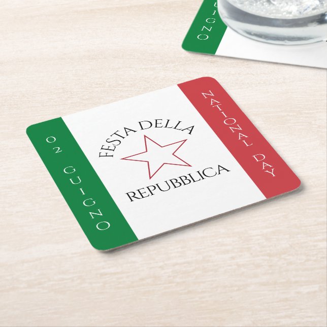 Dessous De Verre Carré Drapeau de la Festa della Repubblica (Incliné)
